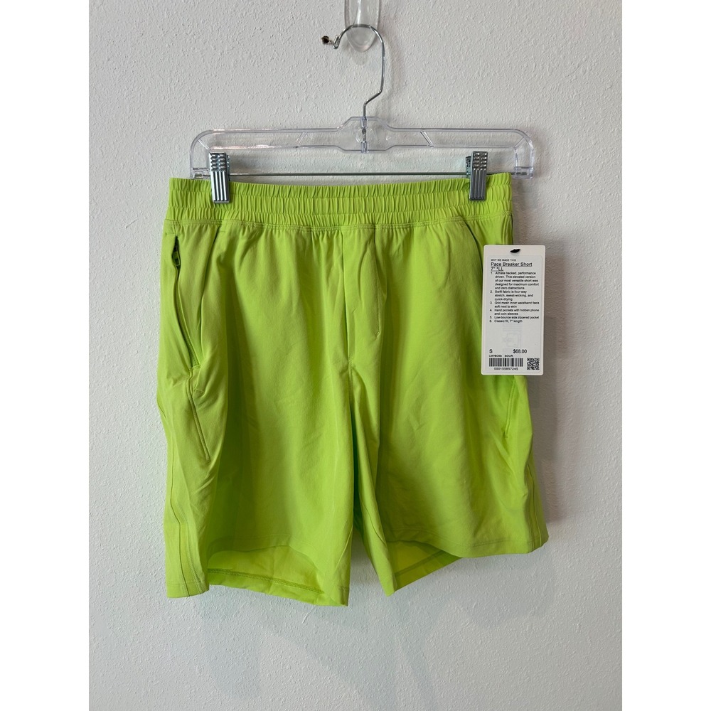 Lululemon Pace Breaker Linerless Short 7" Sour Apple Green Mens Small NWT